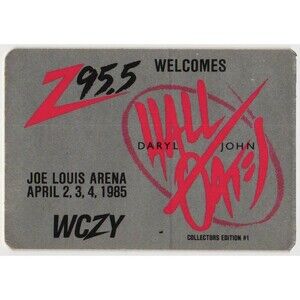 1985 Hall & Oates WCZY Z95.5 FM Radio Promo Concert Backstage Pass Detroit MI